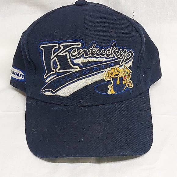 Vintage 90s College Basix Kentucky Wildcats Navy Blue Embroidered Snapback Hat - Picture 1 of 7